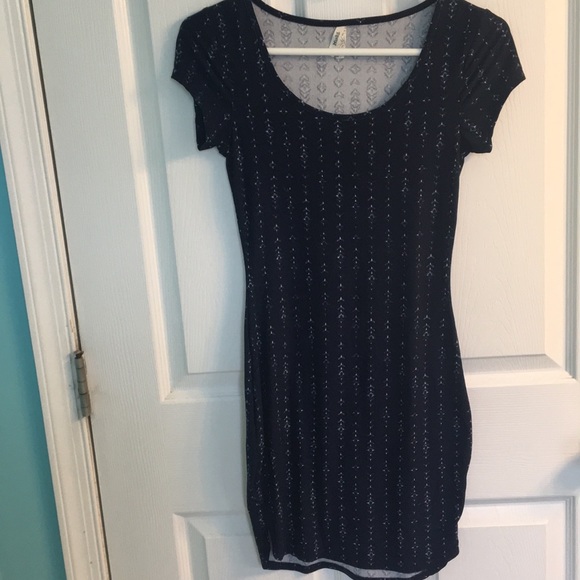 Navy blue mini dress with pattern - Picture 2 of 4